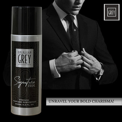 American Grey Signature Code Signature Series  Powerful and Intense Fragrance Deodorant Spray - For Men (200 ml)